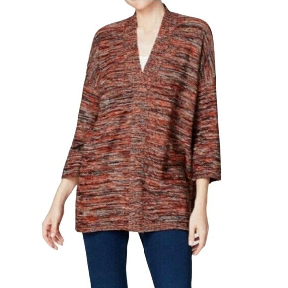 J. Jill Pure Jill Campari Marled Knit V-Neck 3/4 Sleeve Oversized Sweater Size S - Picture 1 of 7